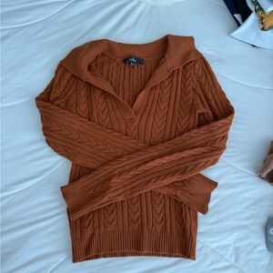 Lulu's Warm Cinnamon V-Neck Sweater